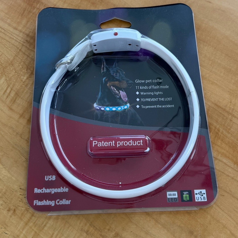 FINAL DISCOUNT USB Rechargeable Flashing Pet Collar- adjustable size /new in box